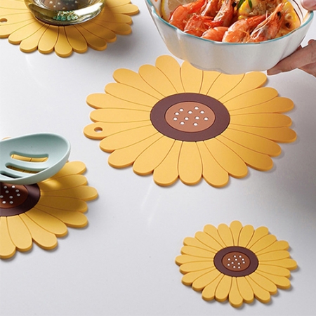 해바라기 실리콘 냄비받침 티코스터 컵받침 식탁매트 15cm #2