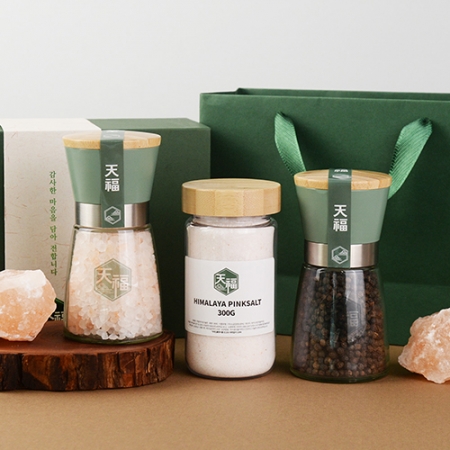 천복 203 히말라야 핑크소금 블랙페퍼 선물세트 히말라야 핑크소금 히말라야솔트 블랙페퍼 통후추 그라인더 리필소금 명절선물 추석선물 기념품 답례품 근로자의날 창립기념 선물세트 #2