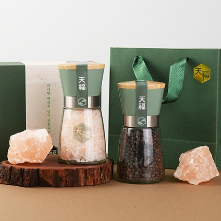 천복 202 고급 히말라야 핑크솔트 블랙페퍼 선물세트 히말라야 핑크소금 히말라야솔트 블랙페퍼 통후추 그라인더 리필소금 명절선물 추석선물 기념품 답례품 근로자의날 창립기념 소금선물세트 #2