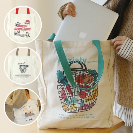 B096 네추럴 프린트 캔버스백 에코백 캐주얼  학생 학원 가방 숄더백 인쇄 행사 답례품 #3