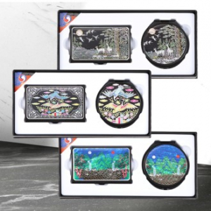 십장생쌍학오봉도자개경량명함손거울셑(바이어선물)