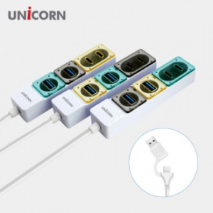 유니콘 USB3.2 Gen1 4포트 USB멀티허브 A+C타입 젠더 듀얼컨텍터 RHC-200D