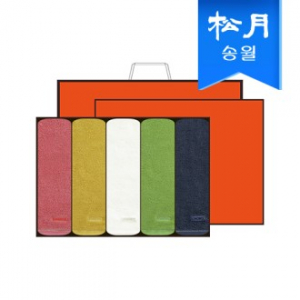 [송월타올] 컬러풀 170g 세면타올 5매 선물세트 쇼핑백