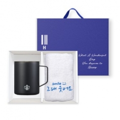 스타벅스 SS 블랙 매트 데비 텀블러 473ml 송월 타올 기프트박스