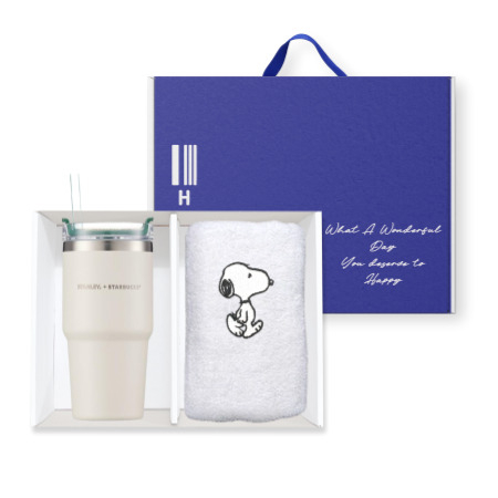 스타벅스 정품 스탠리 크림 켄처 텀블러 스누피 송월 타올 기프트박스 #2