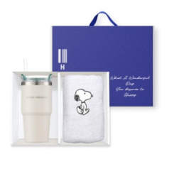 스타벅스 정품 스탠리 크림 켄처 텀블러 스누피 송월 타올 기프트박스