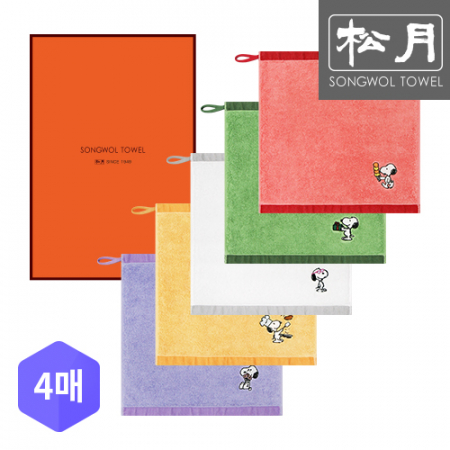 송월 스누피 데일리 고리 핸드타올 4p 세트 #2