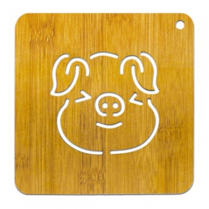 복돼지 대나무 냄비받침