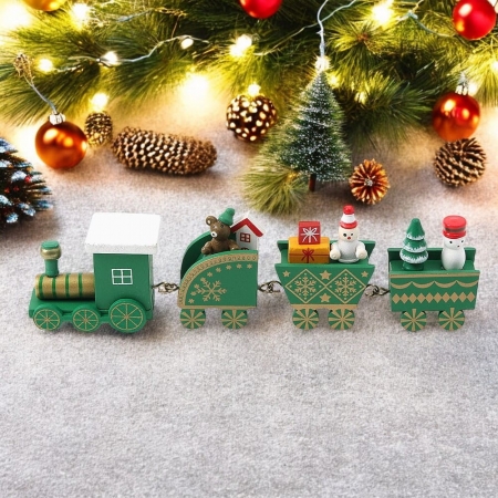 산타마을 크리스마스 원목 기차 그린 #3