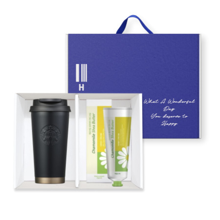 스타벅스 정품 매트 엘마 블랙 텀블러 473ml 캐모마일 핸드크림 1P 기프트박스 #2