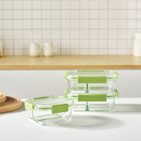 아보레 내열유리 밀폐용기 혼합 3종세트 그린 #3