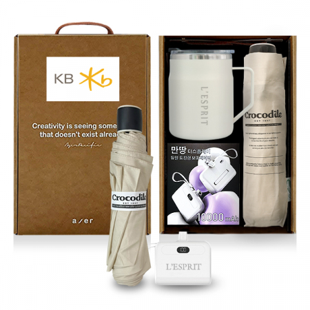 레스쁘리 고급 세트 BB 크로커다일 레터링 우산+도킹형 보조배터리+어반스텐머그475ml #3