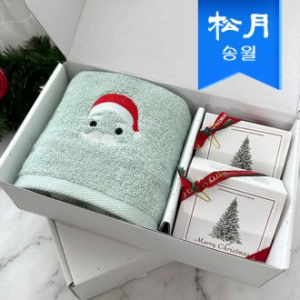 [송월타월] 해피 홀리데이 선물세트B 크리스마스 루눈산+산타비누2