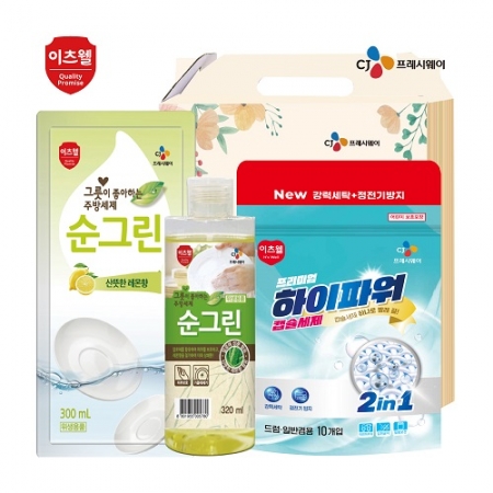 CJ프리미엄 하이파워 캡슐세제10개입 순그린320(용기) 순그린(리필) 3종세트 #2