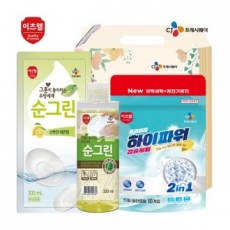 CJ프리미엄 하이파워 캡슐세제10개입 순그린320(용기) 순그린(리필) 3종세트