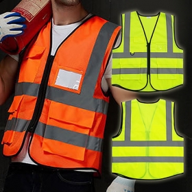 포켓 형광 야광 작업 안전 조끼 WS02 #3
