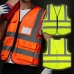작은이미지: 포켓 형광 야광 작업 안전 조끼 WS02 #3