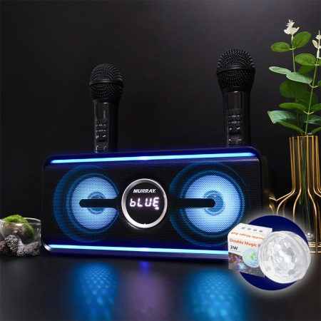 머레이 블루투스 듀얼마이크 휴대용 노래방기기 BLUE-LINE+usb형 미니 미러볼 #3