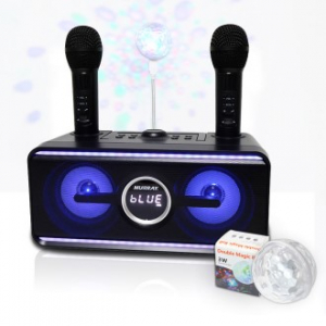 머레이 블루투스 듀얼마이크 휴대용 노래방기기 블루 라인 + usb형 미니 미러볼
