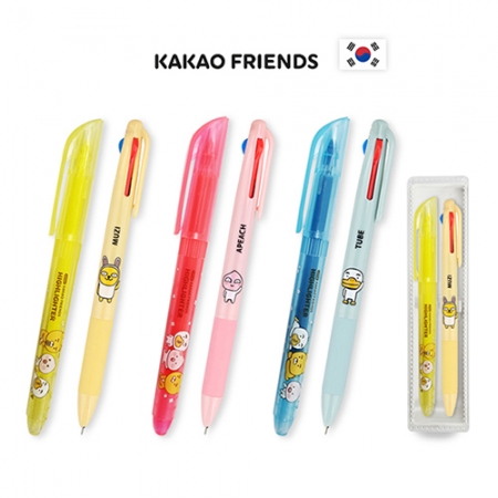 카카오 3색 볼펜+형광펜 세트 #2