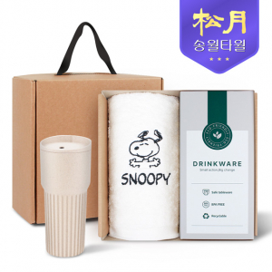 송월타올 리빙 기프트세트 19, 스누피 피너츠 타올180g x 1P + 커피텀블러709ml 1P
