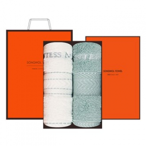 [송월타올] CM헤링본 30수 2P 수건 선물세트, 답례수건