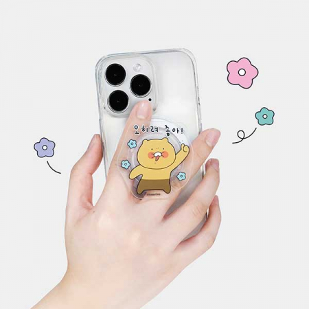 카카오프렌즈 슬로피 클리어 춘식이 에폭시 맥스탠드 톡 맥세이프 호환 스마트 그립 홀더 톡 #2