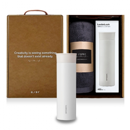 레스쁘리 고급 텀블러세트 AA, 락앤락 슬림핏 스크류 텀블러400ml + 타올 #2