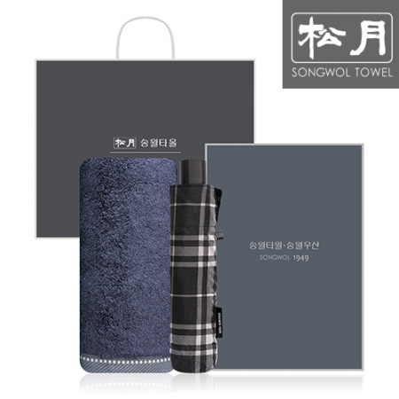 송월 SWU 3단 뉴모던체크 우산 1P + 솔리드뱀부200g 타올 1P #2