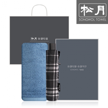 송월 SWU 3단 뉴모던체크 우산 1P + 뱀부프리미엄무지 타올 1P #2