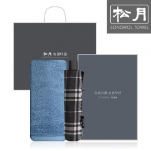 송월 SWU 3단 뉴모던체크 우산 1P + 뱀부프리미엄무지 타올 1P