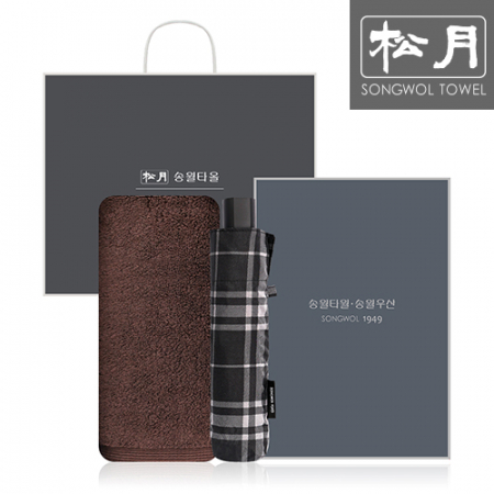 송월 SWU 3단 뉴모던체크 우산 1P + 헤비무지 타올 1P #2