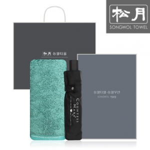 송월 CM 3단 뉴폰지 우산 1P + 솔리드뱀부200g 타올 1P