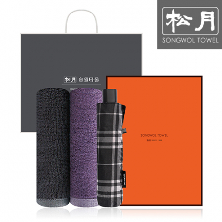 송월 SWU 3단 뉴모던체크 우산 1P + 뱀부프리미엄무지 타올 2P #2