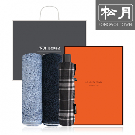 송월 SWU 3단 뉴모던체크 우산 1P + 솔리드혼방사무지 타올 2P #2
