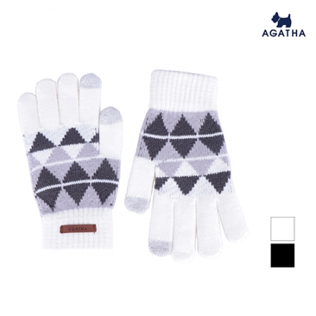 아가타 여성용 아가일 니트장갑 #2