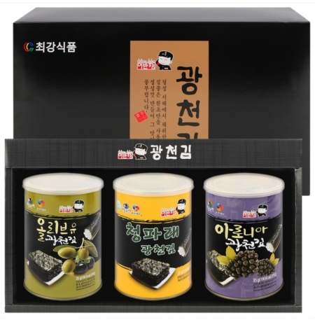 아로니아 올리브유 청파제 광천 김 3캔, 사은품 추석 설날 명절 선물 답례품 판촉 기프트 김세트 #2