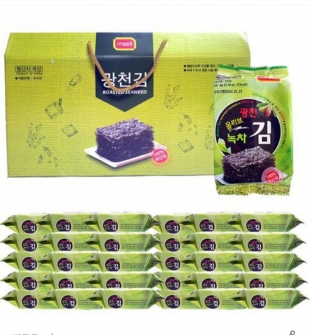 녹차 올리브 광천 도시락 김 30봉, 사은품 추석 설날 명절 선물 답례품 판촉 기프트 #2