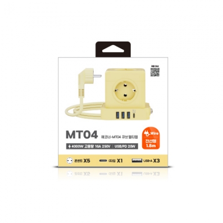 에코너 MT04 큐브 멀티탭 전선형 1.8m 5구, C타입, USB #8