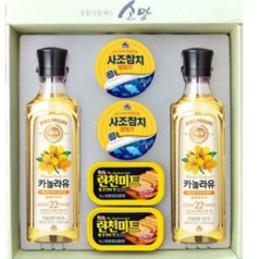 6p 카놀라유2병+ 사조참치2+ 라이트팜2 명절 선물 세트/ 스팸 해바라기유 식용유 설선물 햄선물 햄세트 추석