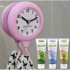 독일 카밀 핸드크림 + 수건 타올걸이 시계, 사은품 선물, 로션 답례품 기념품, 행사 판촉물 욕실 용품