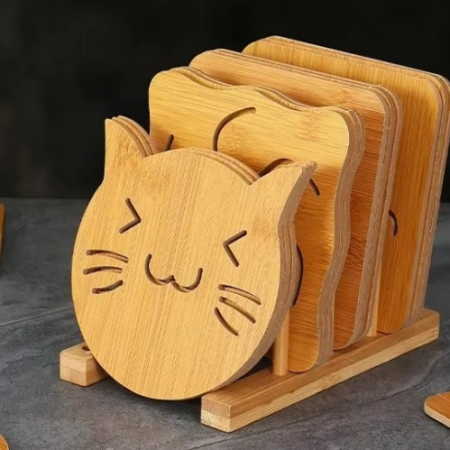 원목냄비받침 145mm 고양이냄비받침 #4
