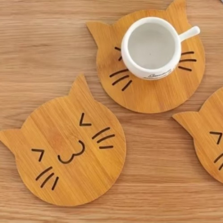 원목냄비받침 145mm 고양이냄비받침 #3