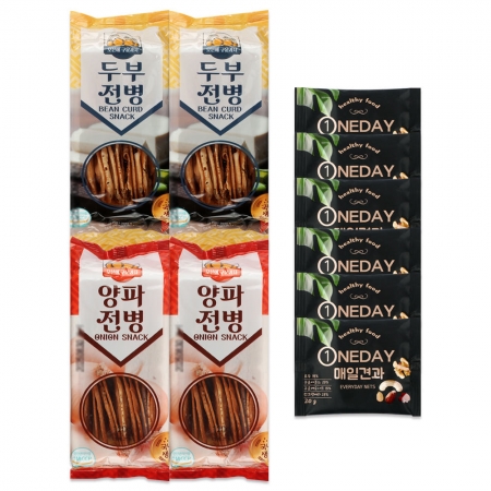 오븐에구운과자 전병+견과세트 B호, 두부전병2P + 양파전병2P + 매일견과6P #5