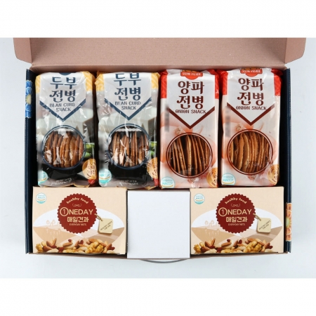 오븐에구운과자 전병+견과세트 B호, 두부전병2P + 양파전병2P + 매일견과6P #3
