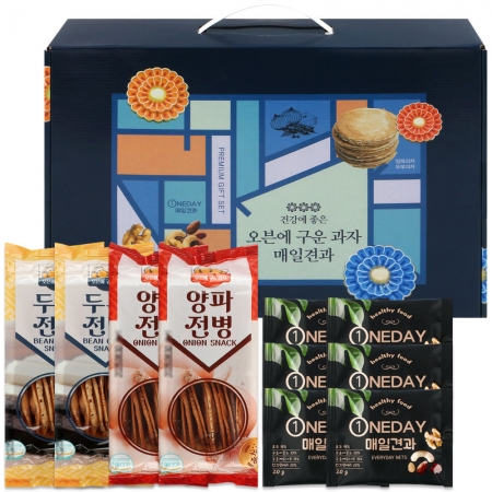 오븐에구운과자 전병+견과세트 B호, 두부전병2P + 양파전병2P + 매일견과6P #2
