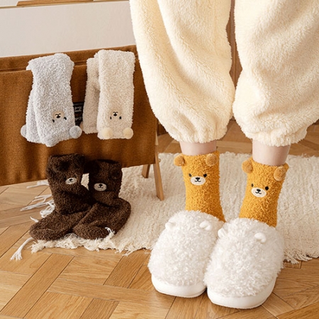 고중량 곰돌이 극세사 수면양말 45g #4