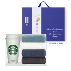 스타벅스 리유저블 그란데 송월 향균타올 1P 색상랜덤 손잡이 기프트박스 세트