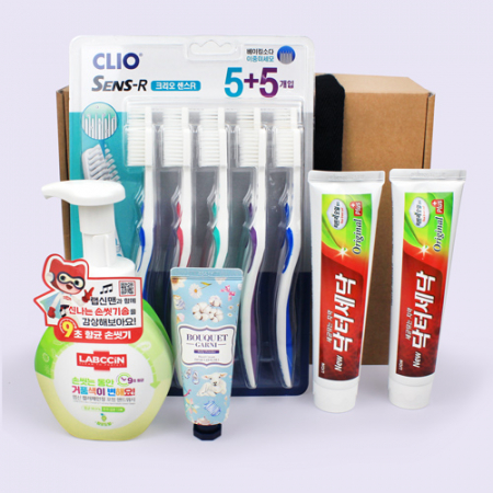 크리오 미세모 칫솔 10개입+닥터세닥 치약 140g 2개+랩신 핸드워시+부케가르니 핸드로션 #2
