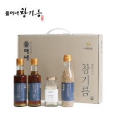 들메내 결들5호 손잡이 참기름180ml 2병 +볶음통깨120g1병 +소금150g 1병